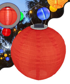 GloboStar® GloboStar® 71592 Αυτόνομο Ηλιακό Φωτιστικό Υφασμάτινη Κόκκινη Μπάλα Φ30cm LED SMD 1W 100lm με Ενσωματωμένη Μπαταρία 1200mAh - Φωτοβολταϊκό Πάνελ με Αισθητήρα Ημέρας-Νύχτας Αδιάβροχο IP65 Ψυχρό Λευκό 6000K