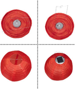 Alternative view of GloboStar® 71592 Αυτόνομο Ηλιακό Φωτιστικό Υφασμάτινη Κόκκινη Μπάλα Φ30cm LED SMD 1W 100lm με Ενσωματωμένη Μπαταρία 1200mAh - Φωτοβολταϊκό Πάνελ με Αισθητήρα Ημέρας-Νύχτας Αδιάβροχο IP65 Ψυχρό Λευκό 6000K