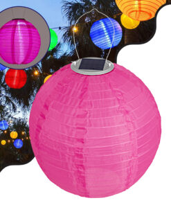 GloboStar® GloboStar® 71596 Αυτόνομο Ηλιακό Φωτιστικό Υφασμάτινη Φούξια Μπάλα Φ30cm LED SMD 1W 100lm με Ενσωματωμένη Μπαταρία 1200mAh - Φωτοβολταϊκό Πάνελ με Αισθητήρα Ημέρας-Νύχτας Αδιάβροχο IP65 Ψυχρό Λευκό 6000K