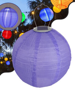 GloboStar® GloboStar® 71597 Αυτόνομο Ηλιακό Φωτιστικό Υφασμάτινη Μωβ Μπάλα Φ30cm LED SMD 1W 100lm με Ενσωματωμένη Μπαταρία 1200mAh - Φωτοβολταϊκό Πάνελ με Αισθητήρα Ημέρας-Νύχτας Αδιάβροχο IP65 Ψυχρό Λευκό 6000K