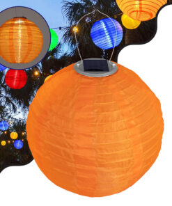 GloboStar® GloboStar® 71598 Αυτόνομο Ηλιακό Φωτιστικό Υφασμάτινη Πορτοκαλί Μπάλα Φ30cm LED SMD 1W 100lm με Ενσωματωμένη Μπαταρία 1200mAh - Φωτοβολταϊκό Πάνελ με Αισθητήρα Ημέρας-Νύχτας Αδιάβροχο IP65 Ψυχρό Λευκό 6000K