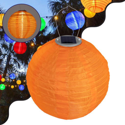 GloboStar® GloboStar® 71598 Αυτόνομο Ηλιακό Φωτιστικό Υφασμάτινη Πορτοκαλί Μπάλα Φ30cm LED SMD 1W 100lm με Ενσωματωμένη Μπαταρία 1200mAh - Φωτοβολταϊκό Πάνελ με Αισθητήρα Ημέρας-Νύχτας Αδιάβροχο IP65 Ψυχρό Λευκό 6000K