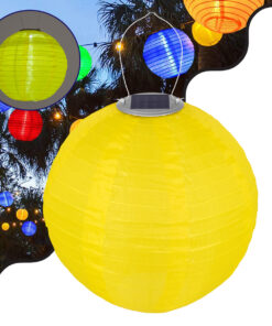 GloboStar® GloboStar® 71599 Αυτόνομο Ηλιακό Φωτιστικό Υφασμάτινη Κίτρινη Μπάλα Φ30cm LED SMD 1W 100lm με Ενσωματωμένη Μπαταρία 1200mAh - Φωτοβολταϊκό Πάνελ με Αισθητήρα Ημέρας-Νύχτας Αδιάβροχο IP65 Ψυχρό Λευκό 6000K