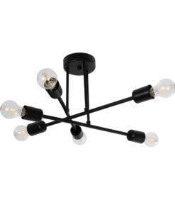 GloboStar® GloboStar® LAMIRA 201-0029 Μοντέρνο Φωτιστικό Οροφής Πλέγμα Πολύφωτο 6 x E27 IP20 Μαύρο Μέταλλο - Μ51 x Π51 x Υ7cm