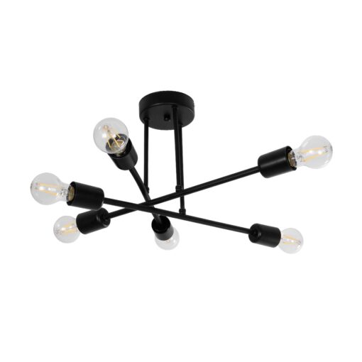 GloboStar® GloboStar® LAMIRA 201-0029 Μοντέρνο Φωτιστικό Οροφής Πλέγμα Πολύφωτο 6 x E27 IP20 Μαύρο Μέταλλο - Μ51 x Π51 x Υ7cm