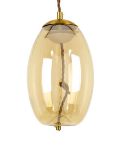 GloboStar® GLOBOSTAR® ΑΧΤΟΝ 00754 Μοντέρνο Κρεμαστό Φωτιστικό Οροφής LED 7W 500lm 180° AC 220-240V IP20 Θερμό Λευκό 2700K - Sanan SMD Chip - Μελί & Χρυσό - Μ17 x Π17 x Υ18cm - 2 Χρόνια Εγγύηση