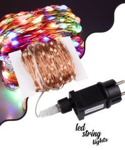 GloboStar® 85847 Διακοσμητική Γιρλάντα 32 Μέτρα με Controller 8 Προγραμμάτων Εναλλαγών Φωτισμού - 300 LED 3.6W AC 230V με Χάλκινο Καλώδιο & Πρίζα Schuko Αδιάβροχη IP44 RGB Μ32m
