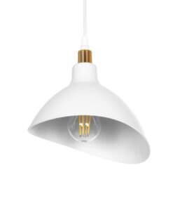 GloboStar® GLOBOSTAR® RIVE 203-0141 Μοντέρνο Κρεμαστό Φωτιστικό Οροφής με Ντουί 1 x E27 AC 220-240V IP20 - Λευκό & Χρυσό - Μ22 x Π20 x Υ22cm