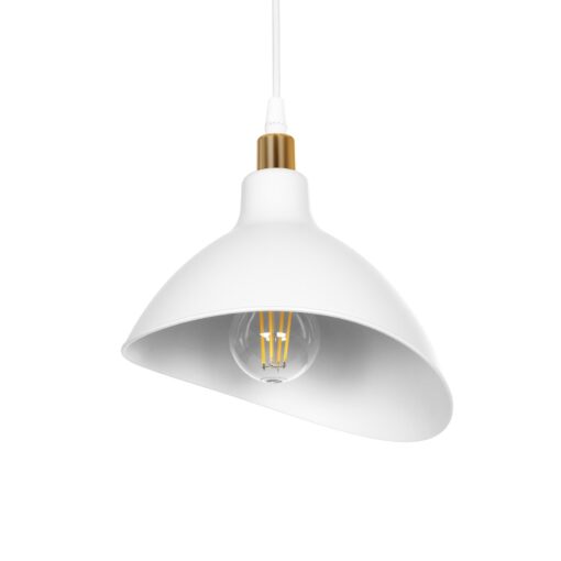 GloboStar® GLOBOSTAR® RIVE 203-0141 Μοντέρνο Κρεμαστό Φωτιστικό Οροφής με Ντουί 1 x E27 AC 220-240V IP20 - Λευκό & Χρυσό - Μ22 x Π20 x Υ22cm
