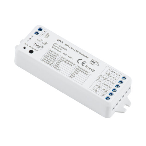 GloboStar® GloboStar® 73010 WT5 SKYDANCE DC WiFi & RF 2.4Ghz Dimmer High Speed Controller 5 Καναλιών DC 12-24V 5 x 3A 72W - Max 15A 360W - IP20 Μ10 x Π4 x Υ2cm - 5 Years Warranty