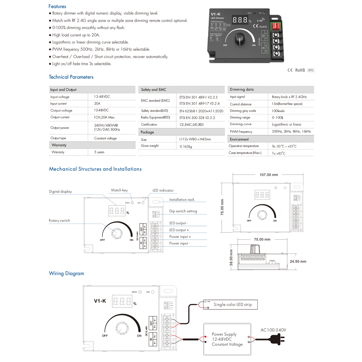 GLOBOSTAR® SKYDANCE-V1-K 73117 Dimmer με 1 x 20A 480W Κανάλι DC 12-48V 20A 480W Max IP20 - PWM - RF2.4Ghz - Μ10.7 x Π7.5 x Υ3.8cm - 5 Χρόνια Εγγύηση 12 GLOBOSTAR® SKYDANCE-V1-K 73117 Dimmer με 1 x 20A 480W Κανάλι DC 12-48V 20A 480W Max IP20 - PWM - RF2.4Ghz - Μ10.7 x Π7.5 x Υ3.8cm - 5 Χρόνια Εγγύηση - Image 10