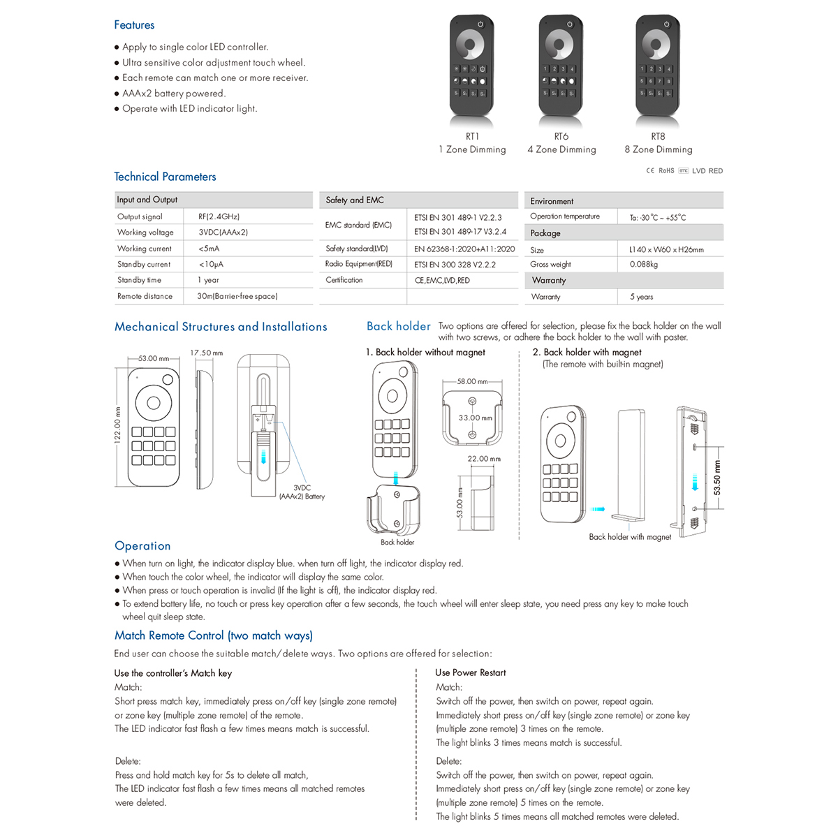GloboStar® 73120 RT6 SKYDANCE Ασύρματο Χειριστήριο Αφής RF 2.4Ghz 4 Group για όλα τα Μονόχρωμα SKYDANCE Controller DC 3V 2 x AAA - IP20 Μ12.2 x Π5.3 x Υ1.7cm - 5 Χρόνια Εγγύηση 11 GloboStar® 73120 RT6 SKYDANCE Ασύρματο Χειριστήριο Αφής RF 2.4Ghz 4 Group για όλα τα Μονόχρωμα SKYDANCE Controller DC 3V 2 x AAA - IP20 Μ12.2 x Π5.3 x Υ1.7cm - 5 Χρόνια Εγγύηση - Image 9
