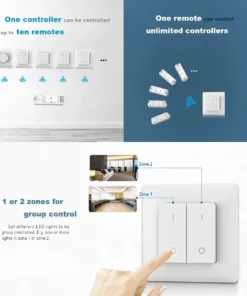 GloboStar® 73122 PF1-2 SKYDANCE Ασύρματο Επιτοίχιο Χειριστήριο 2 Group RF 2.4Ghz DC3V IP20 - Μ8.5 x Π8.5 x Υ1.7cm - 5 Χρόνια Εγγύηση 19 73122 10