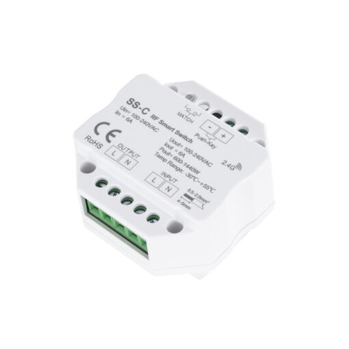 GloboStar® GloboStar® 73126 SS-C SKYDANCE AC RF 2.4Ghz & Push Switch 1 Κανάλι AC 100-240V 1 x 6A 1440W - Max 6A 1440W - IP20  Μ5.2 x Π5.2 x Υ2.6cm - 5 Χρόνια Εγγύηση