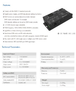 GloboStar® 73144 S3-DX SKYDANCE AC DMX512 High Voltage LED Strip Decoder 3 Καναλιών AC 110-240V 3 x 1.5A 360W - Max 4.6A 360W - IP20 Π16.5 x Π7 x Υ3.7cm - 5 Χρόνια Εγγύηση 15 73144 8