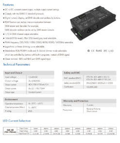 GLOBOSTAR® SKYDANCE-D4C-XE 73147 DC CC DMX Master Dimmer / Controller / Decoder Υψηλής Ταχύτητας με 4 x 700-1750mA 2.1-78.75W Κανάλια DC 12-48V σε DC 3-45V 7000mA 315W Max IP20 - DMX512 & RDM - Μ16.5 x Π7 x Υ3.7cm - 5 Χρόνια Εγγύηση 15 73147 8