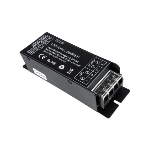 GloboStar® GloboStar® 73311 DC RF 2.4Ghz Controller & Dimmer 1 Κανάλι DC 12-24V 25A MAX 600W IP 20 Μ12.7 x Π4 x Υ3.2cm με Χειριστήριο RF 2.4Ghz SYNC