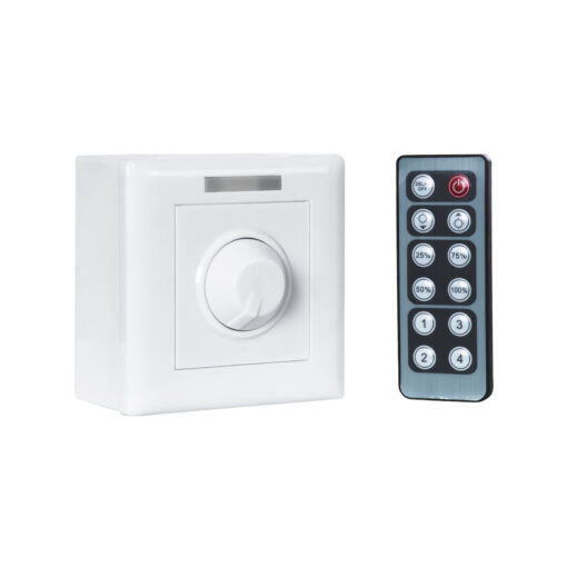 GloboStar® GloboStar® 73317 Επιτοίχιο Dimmer με Ασύρματο Χειριστήριο RF DC 12-24V για Μονόχρωμα Προϊόντα LED 16A Max 384W Μ9 x Π9 x Υ4.5cm - 2 Χρόνια Εγγύηση