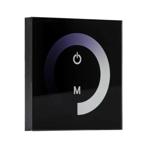 GloboStar® GLOBOSTAR® DIMTOUCH 73318 Dimmer Τοίχου με Touch Panel με 1 x 12A 288W Κανάλι DC 12-24V 12A 288W Max IP20 - Μ9 x Π9 x Υ3.5cm - 2 Χρόνια Εγγύηση
