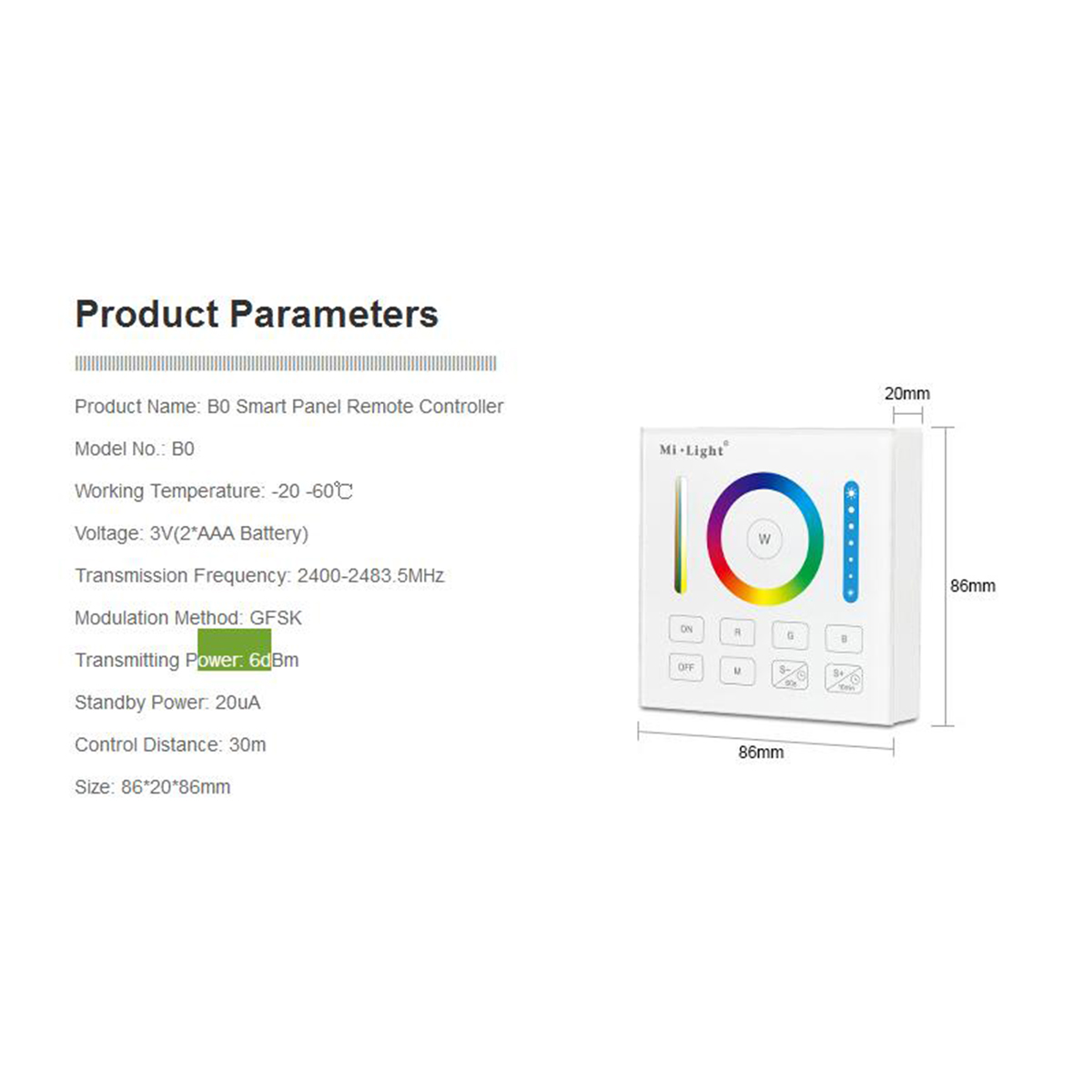 GloboStar® 73425 Mi-Light B0 LED RGBW+WW+CCT Smart Ασύρματο Χειριστήριο Αφής 2.4G RF Φορητό/Τοίχου με Μπαταρία για όλα τα Mi-Light Controller Box 12 GloboStar® 73425 Mi-Light B0 LED RGBW+WW+CCT Smart Ασύρματο Χειριστήριο Αφής 2.4G RF Φορητό/Τοίχου με Μπαταρία για όλα τα Mi-Light Controller Box - Image 11