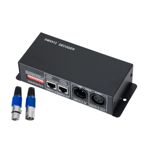 GloboStar® GLOBOSTAR® RGBCONTROLLER 73490 DC DMX Master Dimmer / Controller / Decoder Υψηλής Ταχύτητας με 3 x 8A 192W Κανάλια DC 12-24V 24A 576W Max IP20 - DMX512 & RDM - Μ16 x Π9 x Υ6cm - 2 Χρόνια Εγγύηση