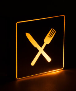 GloboStar® SENSATI 75660 Φωτιστικό Τοίχου Ένδειξης RESTAURANT FORK & KNIFE LED 1W AC 220-240V IP20 - Σώμα Αλουμινίου - Μ11 x Π11 x Υ3cm - Πορτοκαλί 9 75508 5