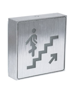 GloboStar® GLOBOSTAR® SENSATI 75659 Διακοσμητικό Φωτιστικό Τοίχου Ένδειξης / Σήμανσης "STAIRS UP ARROW" LED 1W 40lm 90° AC 220-240V IP20 Πράσινο - Νίκελ Βούρτσας - Μ11 x Π11 x Υ3cm - 2 Χρόνια Εγγύηση