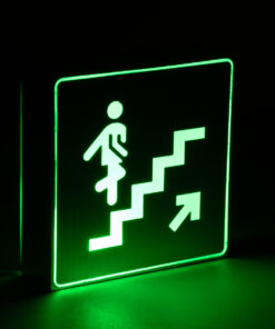 GLOBOSTAR® SENSATI 75659 Διακοσμητικό Φωτιστικό Τοίχου Ένδειξης / Σήμανσης "STAIRS UP ARROW" LED 1W 40lm 90° AC 220-240V IP20 Πράσινο - Νίκελ Βούρτσας - Μ11 x Π11 x Υ3cm - 2 Χρόνια Εγγύηση 9 75510 5