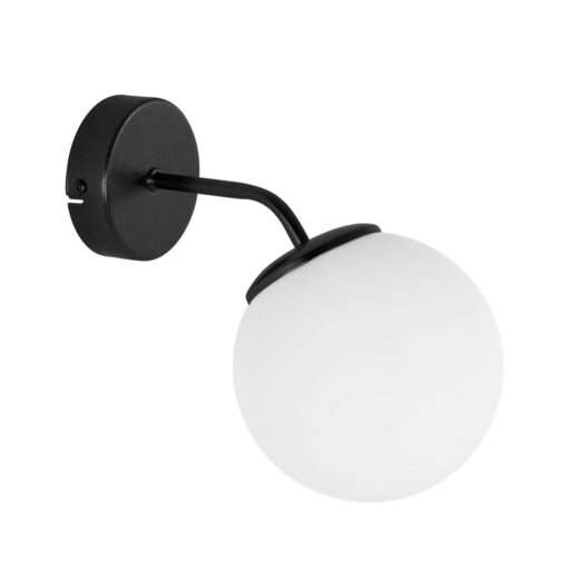 GloboStar® GloboStar® DALPH 203-0034 Vintage Επιτοίχιο Φωτιστικό Απλίκα Μονόφωτο 1 x E27 IP20 Μαύρο Μέταλλο με Λευκό Γυαλί - M15 x Π25 x Υ22cm