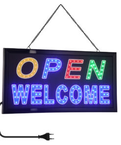 GloboStar® GLOBOSTAR® SIGN 75680 Διακοσμητικό Φωτιστικό Τοίχου Ένδειξης / Σήμανσης "OPEN WELCOME" LED 5W 150lm 120° AC 220-240V IP20 Πολύχρωμο - Μαύρο - Μ48 x Π25 x Υ2cm - 2 Χρόνια Εγγύηση