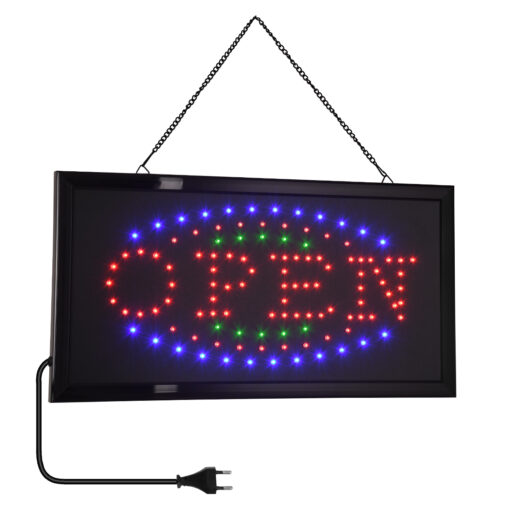 GloboStar® GLOBOSTAR® SIGN 75681 Διακοσμητικό Φωτιστικό Τοίχου Ένδειξης / Σήμανσης "OPEN" LED 5W 150lm 120° AC 220-240V IP20 Πολύχρωμο - Μαύρο - Μ48 x Π25 x Υ2cm - 2 Χρόνια Εγγύηση