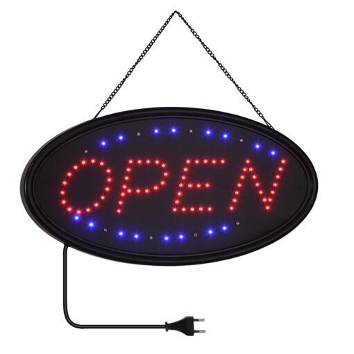GloboStar® GLOBOSTAR® SIGN 75683 Διακοσμητικό Φωτιστικό Τοίχου Ένδειξης / Σήμανσης "OPEN" LED 5W 150lm 120° AC 220-240V IP20 Κόκκινο & Μπλε - Μαύρο - Μ47.5 x Π24.5 x Υ2.5cm - 2 Χρόνια Εγγύηση