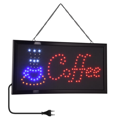 GloboStar® GloboStar® 75686 Φωτιστικό Ταμπέλα LED Σήμανσης COFFEE με Πρίζα AC 230V Μ48xΠ25xΥ2cm