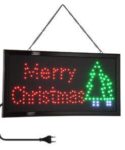 GloboStar® GloboStar® 75694 Φωτιστικό Ταμπέλα LED Σήμανσης MERRY CHRISTMAS WITH TREE με Πρίζα AC 230V Μ48xΠ25xΥ2cm