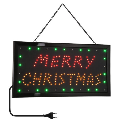 GloboStar® GloboStar® 75695 Φωτιστικό Ταμπέλα LED Σήμανσης MERRY CHRISTMAS με Πρίζα AC 230V Μ48xΠ25xΥ2cm
