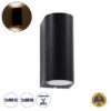 GloboStar® GloboStar® MURANO 60610 Φωτιστικό Τοίχου - Απλίκα Αρχιτεκτονικού Φωτισμού Εξωτερικού Χώρου Up & Down Αλουμινίου με Ντουί 2 x GU10 AC 220-240V Αδιάβροχο IP65 L15 x W8 x H6.8cm - Μαύρο - 5 Years Warranty