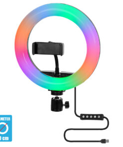 GloboStar® GloboStar® 75800 Professional Digital Ring Light Φ20cm LED SMD 20W 2000lm 180° DC 5V με Καλώδιο Τροφοδοσίας USB - Ενσωματωμένο Χειριστήριο Εναλλαγής Χρωμάτων & 1 Βάση Τηλεφώνου - Πολύχρωμο RGBW+WW Dimmable