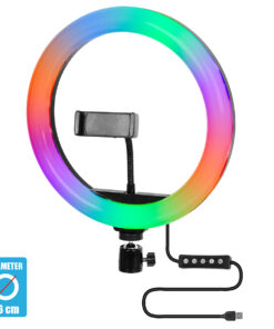 GloboStar® GloboStar® 75801 Professional Digital Ring Light Φ26cm LED SMD 30W 3000lm 180° DC 5V με Καλώδιο Τροφοδοσίας USB - Ενσωματωμένο Χειριστήριο Εναλλαγής Χρωμάτων & 1 Βάση Τηλεφώνου - Πολύχρωμο RGBW+WW Dimmable