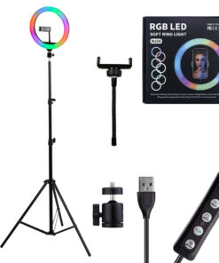 GloboStar® 75801 Professional Digital Ring Light Φ26cm LED SMD 30W 3000lm 180° DC 5V με Καλώδιο Τροφοδοσίας USB - Ενσωματωμένο Χειριστήριο Εναλλαγής Χρωμάτων & 1 Βάση Τηλεφώνου - Πολύχρωμο RGBW+WW Dimmable 19 75801 8