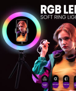 GloboStar® 75801 Professional Digital Ring Light Φ26cm LED SMD 30W 3000lm 180° DC 5V με Καλώδιο Τροφοδοσίας USB - Ενσωματωμένο Χειριστήριο Εναλλαγής Χρωμάτων & 1 Βάση Τηλεφώνου - Πολύχρωμο RGBW+WW Dimmable 20 75801 9