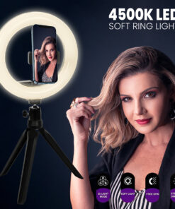 GloboStar® 75802 Professional Digital Ring Light Φ30cm LED SMD 40W 4000lm 180° DC 5V με Καλώδιο Τροφοδοσίας USB - Ενσωματωμένο Χειριστήριο Εναλλαγής Χρωμάτων & 1 Βάση Τηλεφώνου - Πολύχρωμο RGBW+WW Dimmable 22 75802 11