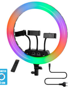 GloboStar® GloboStar® 75804 Professional Digital Ring Light Φ36cm LED SMD 50W 5000lm 180° AC 230V με Καλώδιο Τροφοδοσίας Πρίζας - Ασύρματο Χειριστήριο RF 2.4Ghz Εναλλαγής Χρωμάτων & 3 Βάσεις Τηλεφώνου - Πολύχρωμο RGBW+WW Dimmable
