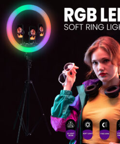 GloboStar® 75804 Professional Digital Ring Light Φ36cm LED SMD 50W 5000lm 180° AC 230V με Καλώδιο Τροφοδοσίας Πρίζας - Ασύρματο Χειριστήριο RF 2.4Ghz Εναλλαγής Χρωμάτων & 3 Βάσεις Τηλεφώνου - Πολύχρωμο RGBW+WW Dimmable 18 75804 8