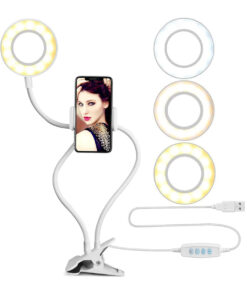 Alternative view of GloboStar® 75808 Professional Digital Ring Light Φ9cm LED SMD 10W 1000lm 180° DC 5V με Καλώδιο Τροφοδοσίας USB - Ενσωματωμένο Χειριστήριο Εναλλαγής Χρωμάτων & 1 Βάση Τηλεφώνου - CCT Θερμό Λευκό 3000K - Φυσικό Λευκό 4500K - Ψυχρό Λευκό 6000K Dimmable Λευκό