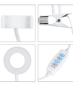 GloboStar® 75808 Professional Digital Ring Light Φ9cm LED SMD 10W 1000lm 180° DC 5V με Καλώδιο Τροφοδοσίας USB - Ενσωματωμένο Χειριστήριο Εναλλαγής Χρωμάτων & 1 Βάση Τηλεφώνου - CCT Θερμό Λευκό 3000K - Φυσικό Λευκό 4500K - Ψυχρό Λευκό 6000K Dimmable Λευκό 13 75808 7