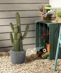 GloboStar® Artificial Garden ERICE 20757 Επιδαπέδιο Πολυεστερικό Τσιμεντένιο Κασπώ Γλάστρα - Flower Pot Γκρι Φ25 x Υ23cm 23 75c8b2 20100 20757