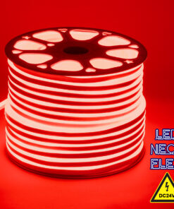 GloboStar® GloboStar® 70563 OVALE 120° Degree Neon Flex Epistar LED SMD 2835 1m 12W/m 120LED/m 840lm/m 120° DC 24V Αδιάβροχη IP68 Κόκκινο Dimmable