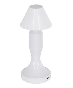 GloboStar® LUNNA 76476 Επαναφορτιζόμενο Επιτραπέζιο Φωτιστικό Πορτατίφ LED 1.5W 105lm 120° DC 5V IP44 CCT Ultra Θερμό 1500K - Φυσικό Λευκό 4500K - Ψυχρό Λευκό 6000K Dimmable Λευκό Πλαστικό - Μ9 x Π9 x Υ23cm- 2 Χρόνια Εγγύηση 14 76476 3