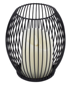 GloboStar® GloboStar® CANDLE 76495 Διακοσμητικό Realistic Κερί με LED Εφέ Κινούμενης Φλόγας - Μπαταρίας 2 x AA (Δεν Συμπεριλαμβάνονται) & Ασύρματο Χειριστήριο IR Θερμό Λευκό 2700K Dimmable Μαύρο Φ14 x Υ16cm