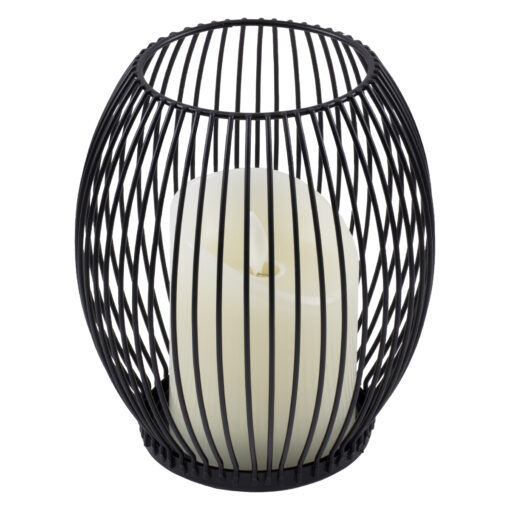 GloboStar® GloboStar® CANDLE 76495 Διακοσμητικό Realistic Κερί με LED Εφέ Κινούμενης Φλόγας - Μπαταρίας 2 x AA (Δεν Συμπεριλαμβάνονται) & Ασύρματο Χειριστήριο IR Θερμό Λευκό 2700K Dimmable Μαύρο Φ14 x Υ16cm
